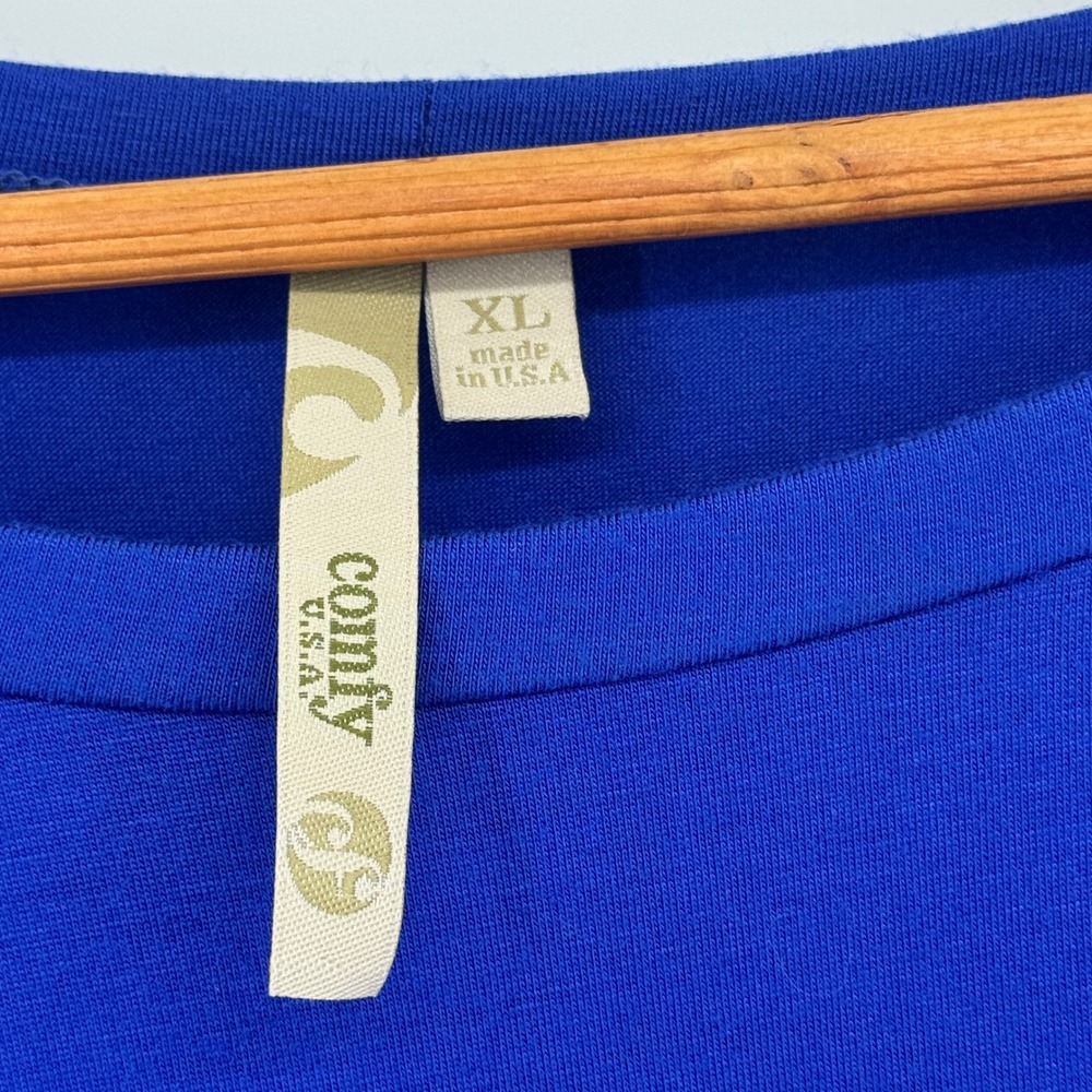 Comfy USA Colorblock Tunic Top Royal Blue Shark Bite Hem XL Lagenlook Modal - Picture 3 of 5